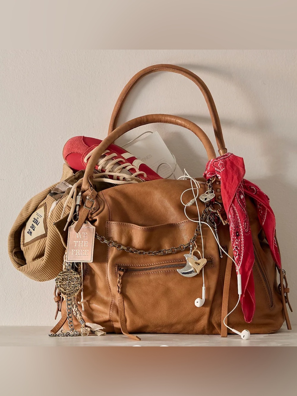 We The Free Brown Leather Tote with Charm - Picture 8 of 16